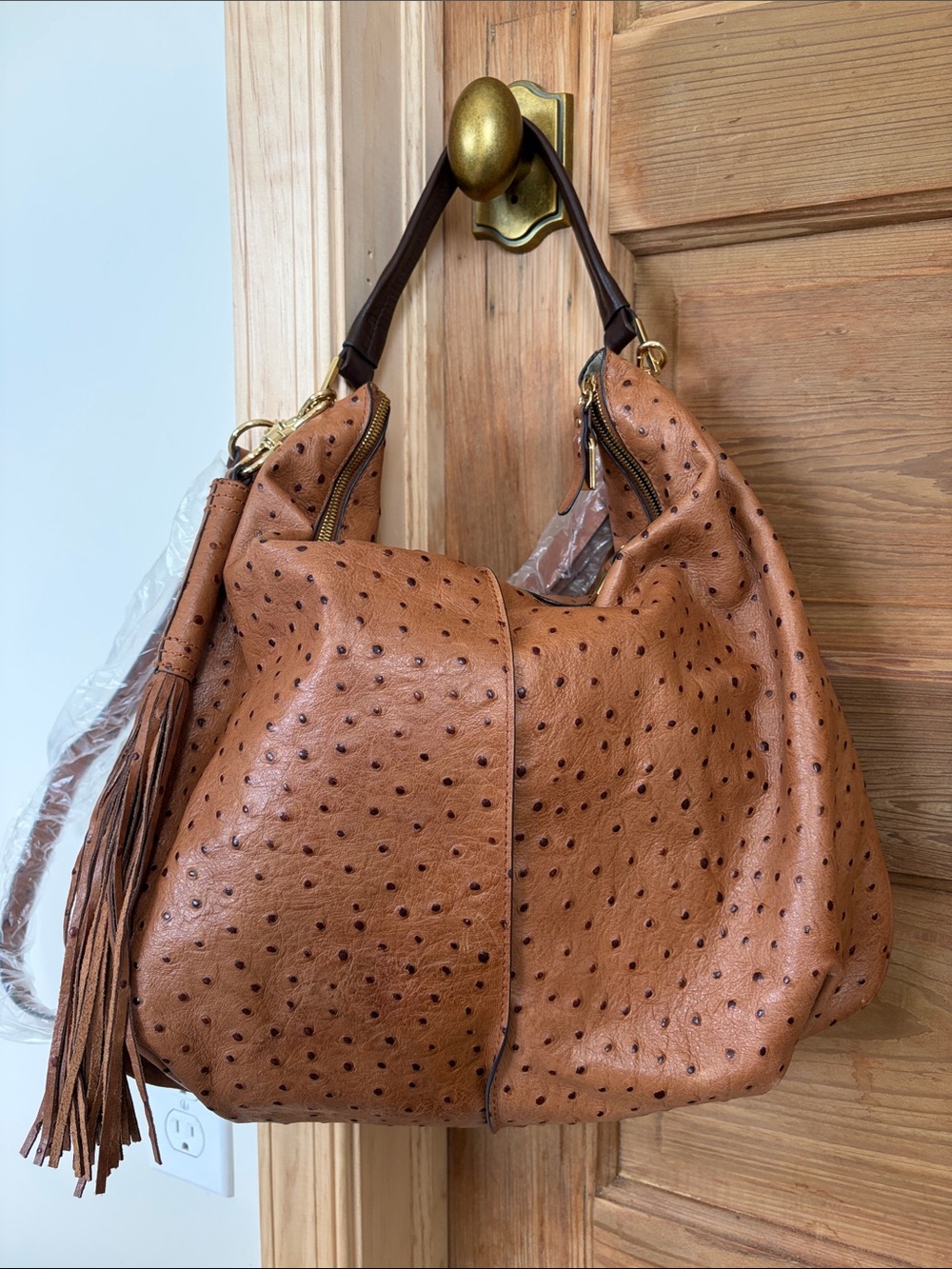 G.I.L.I. Tan Textured Shoulder Hobo Bag